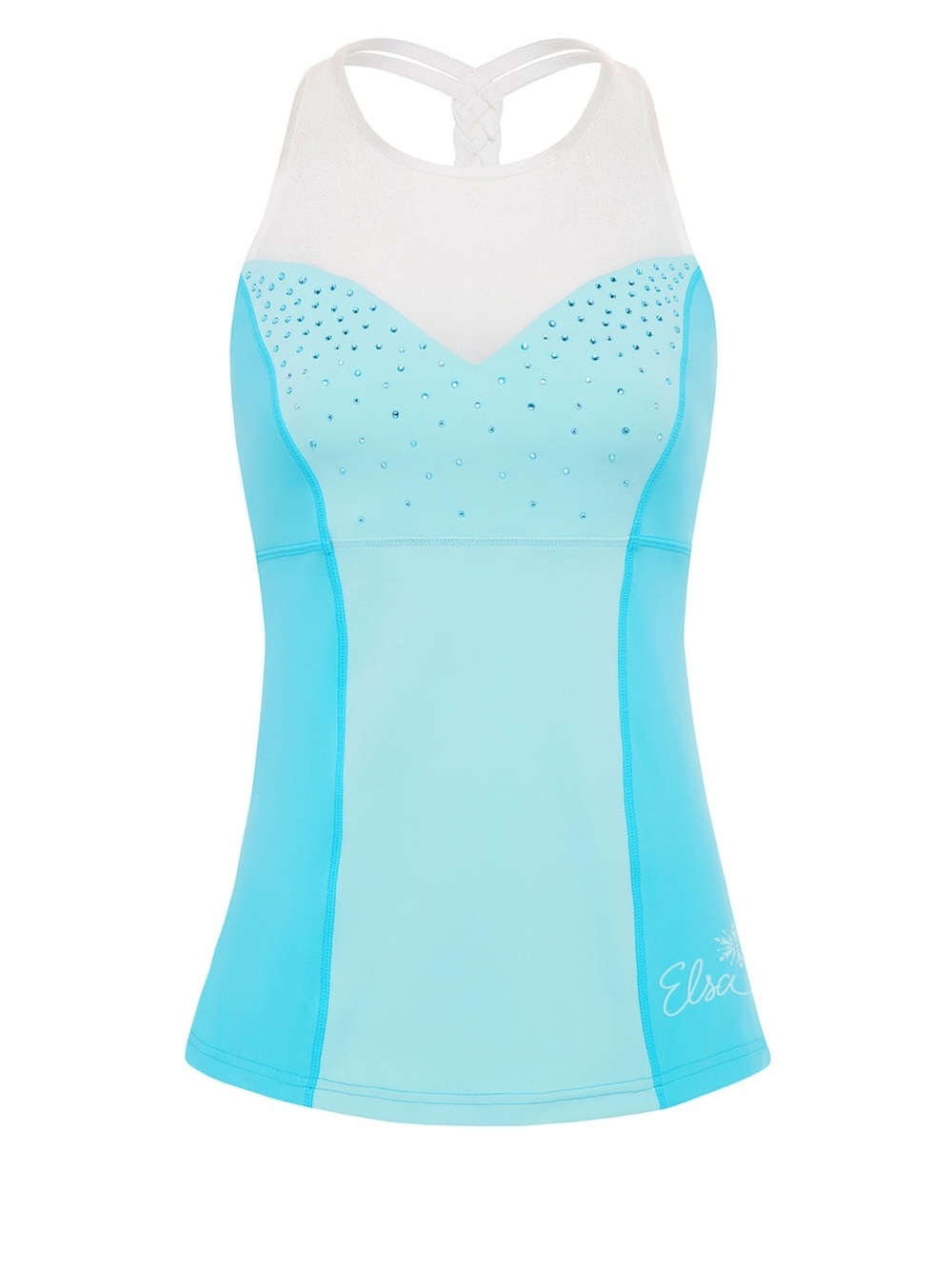 DISNEY inspo FROZEN WOMEN'S ATHLETIC TANK Light Blue and White Flow Tank NWOT XX - Picture 12 of 12